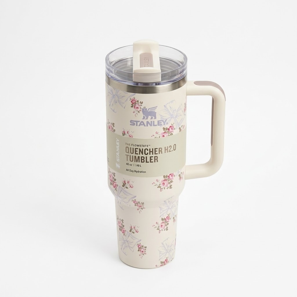 تراول ماگ استنلی (Stanley) مدل Quencher H2.0 FlowState Tumbler(سری همکاری با LoveShackFancy) گنجایش 1.18 لیتر